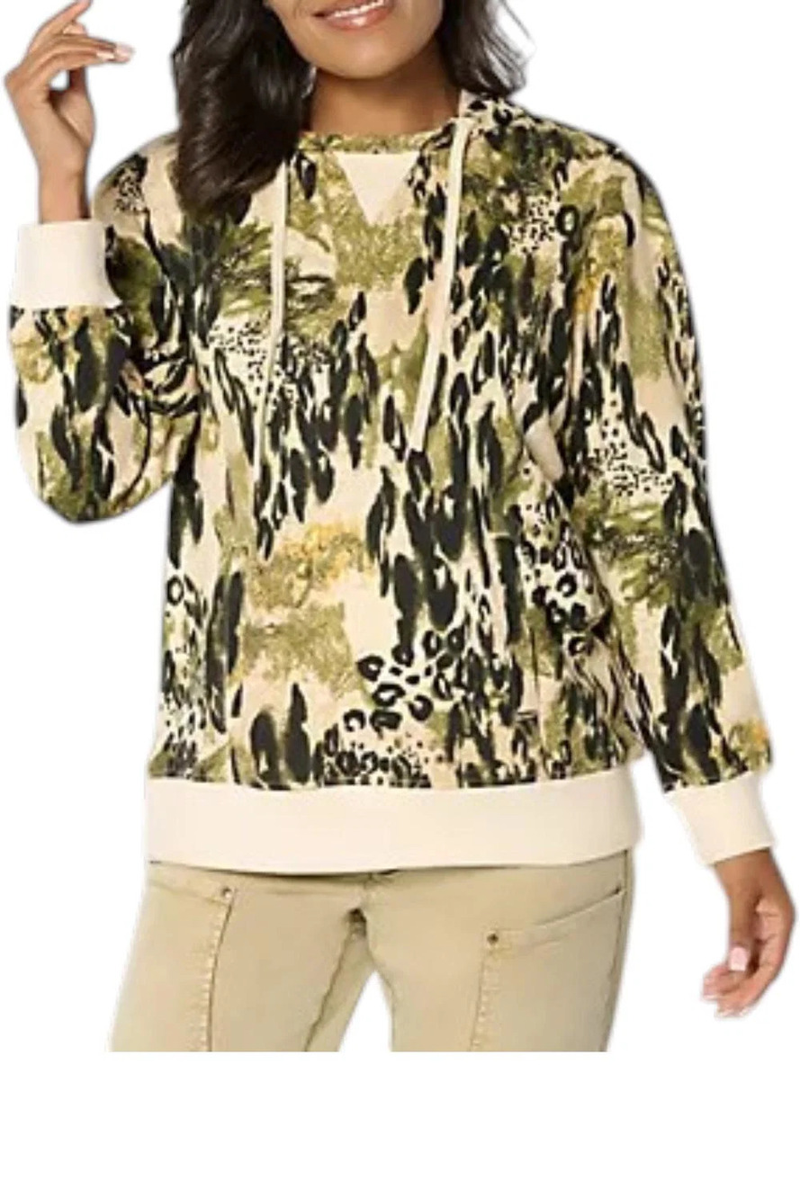 LOGO Women's French Terry Printed or Solid Hoodie Tapioca - Regular